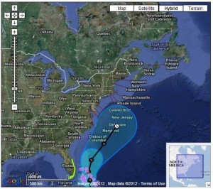 Hurricane Sandy Projected Path as of 10/24/2012