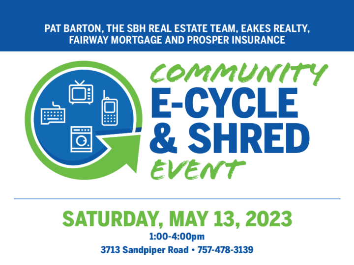 Community E-Cycle and Shred Event – Saturday, May 13